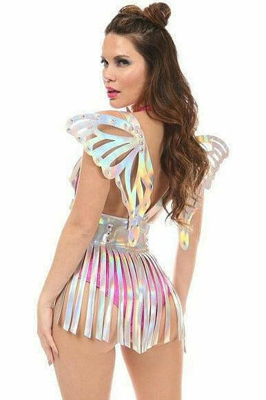 Silver Holo Large Butterfly Wing Body Harness