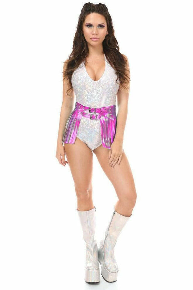 Fuchsia Hologram Fringe Mini Skirt