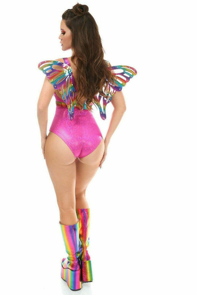 Rainbow Glitter PVC Large Butterfly Wing Body Harness