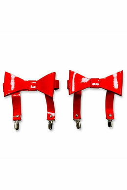 Red Patent Garters set of 2