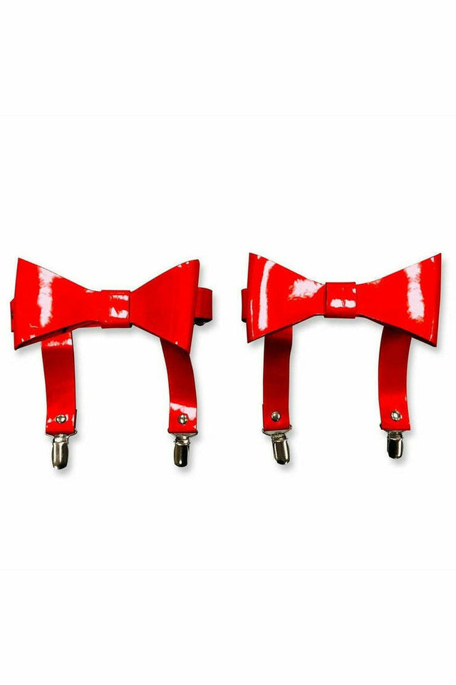Red Patent Garters set of 2