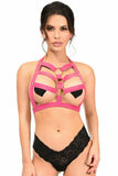 BOXED Lt Pink Stretchy Body Harness w/Silver Hardware