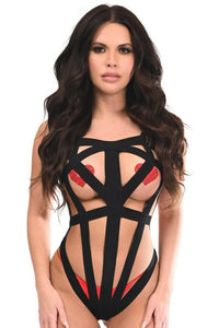 Black Stretchy Body Harness Bodysuit