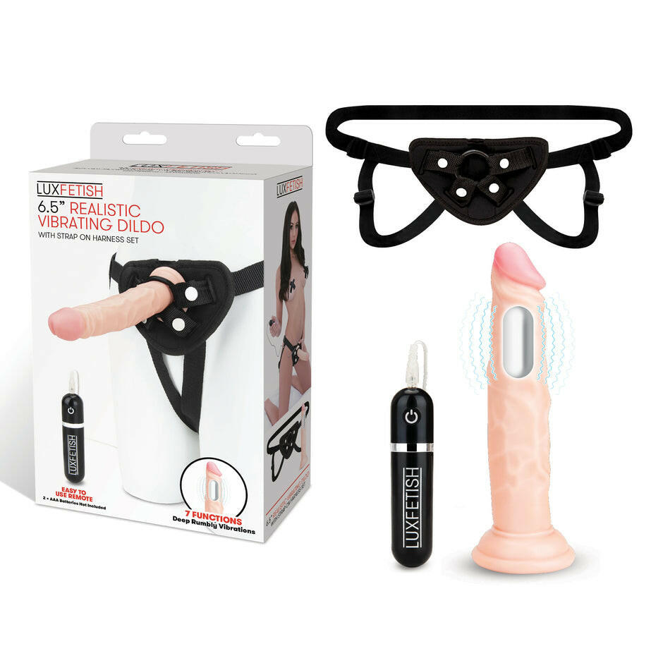 Lux Fetish 6.5" Realistic Vibrating Dildo & Strap-on Harness Set