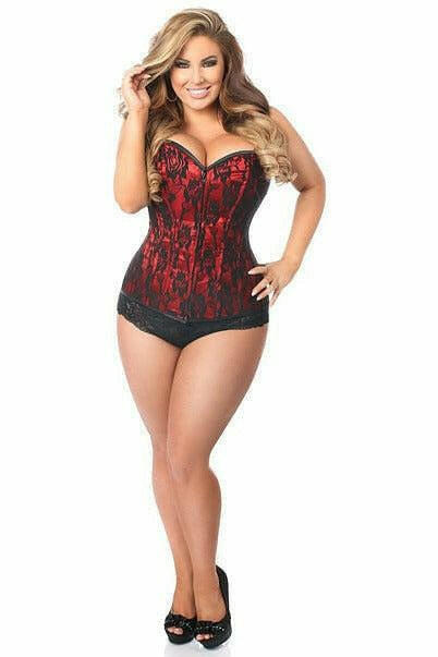 Lavish Red Lace Front Zipper Corset