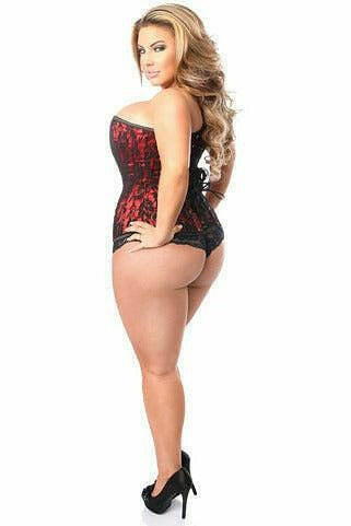 Lavish Red Lace Front Zipper Corset