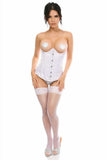 Lavish White Satin Open Bust Underwire Underbust Corset