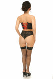 Lavish Black Faux Leather w/Red Lace-Up Bustier