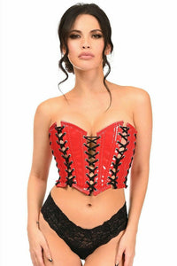 Lavish Red Patent w/Black Lacing Lace-Up Bustier