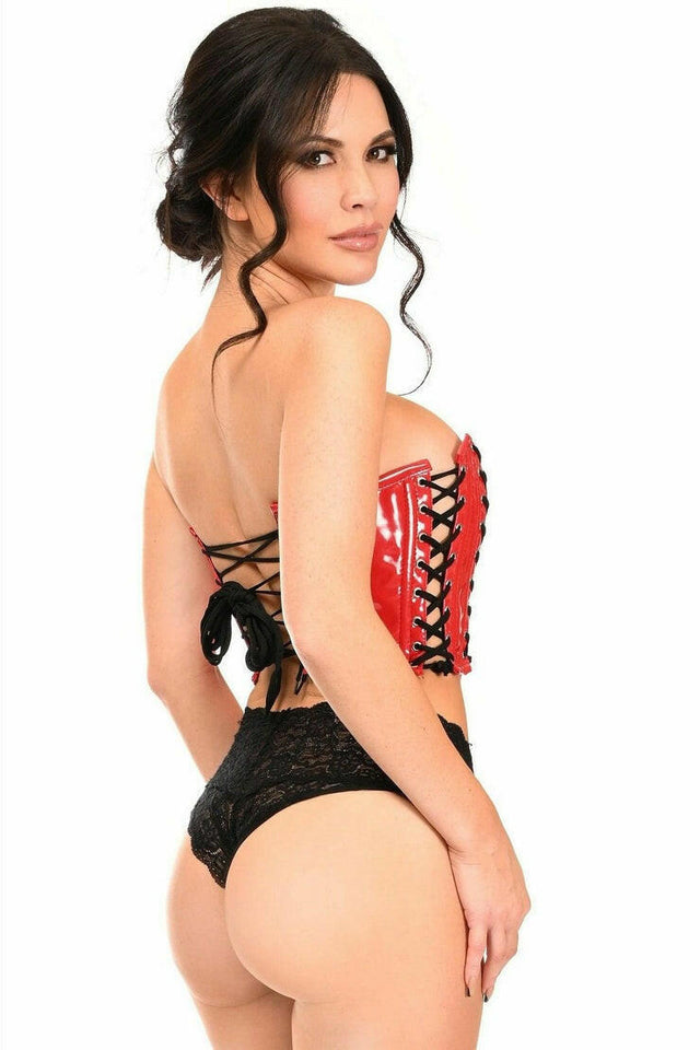Lavish Red Patent w/Black Lacing Lace-Up Bustier
