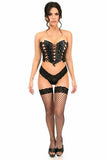 Lavish Black Faux Leather w/Black Lacing Lace-Up Bustier