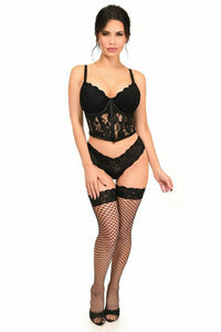 Lavish Black Sheer Lace Underwire Waist Cincher Corset