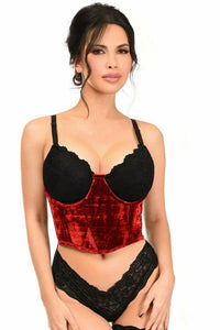 Lavish Red Velvet Underwire Waist Cincher Corset