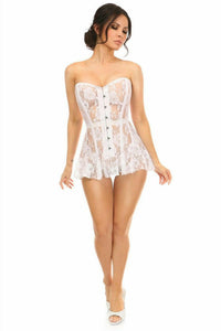 Lavish White Sheer Lace Corset Dress