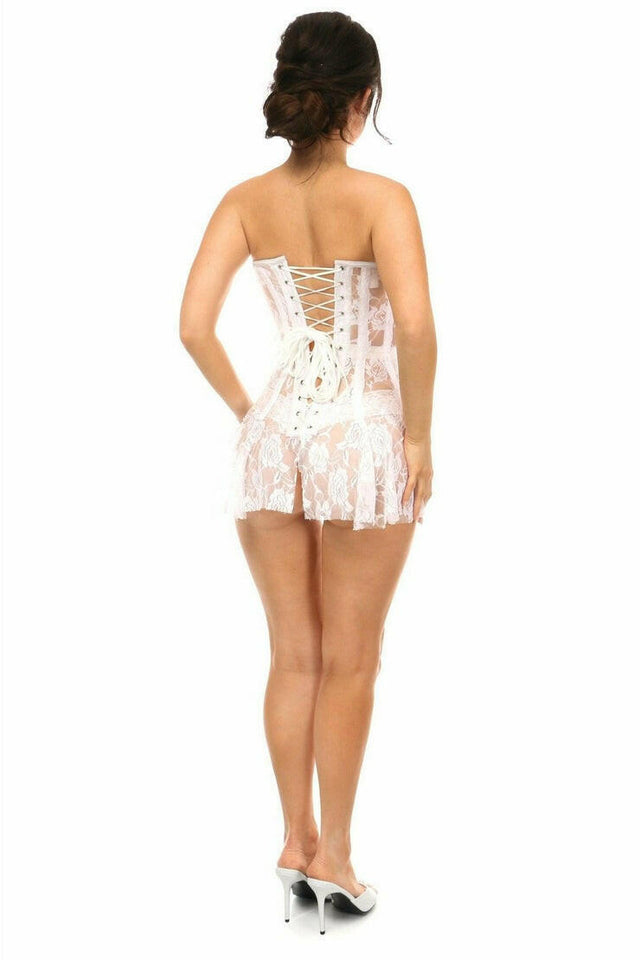 Lavish White Sheer Lace Corset Dress