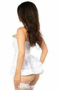 Lavish White Satin Corset w/Removable Snap on Skirt