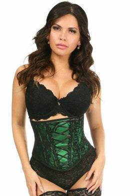 Lavish Green Lace-Up Underbust Corset w/Black Lace