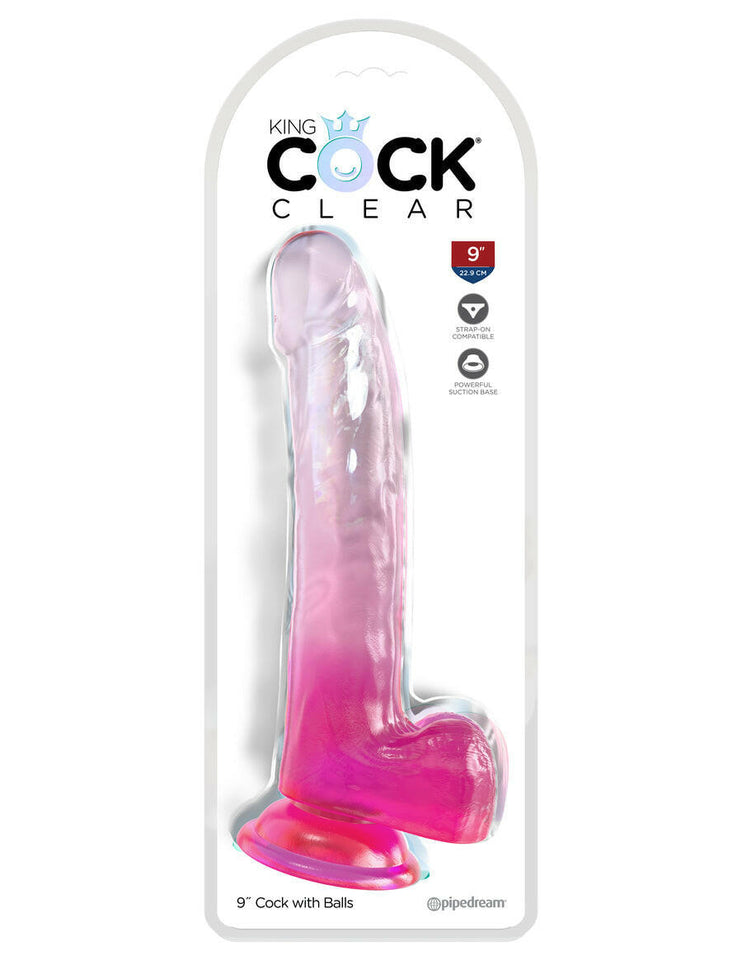 King Cock Clear King Cock Clear with Balls - Pink