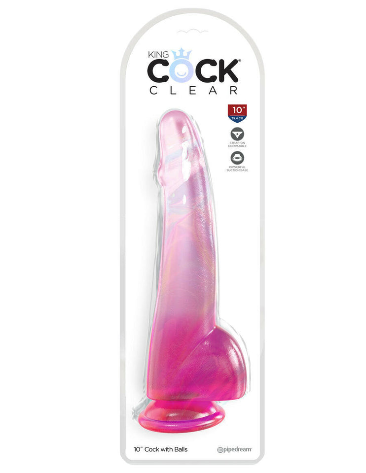 King Cock Clear King Cock Clear with Balls - Pink