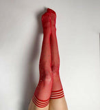 JOELY: RED FISHNET WITH RHINESTONE THIGH-HIGHS