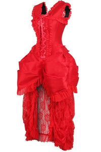 Top Drawer Steel Boned Red Lace Victorian Bustle Corset Dress