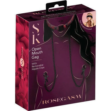 Secret Kisses Rosegasm Open Mouth Gag With Removeable Nipple Clips
