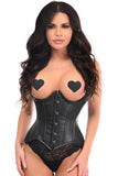 Top Drawer Black Faux Leather Steel Boned Underwire Curvy Cut Waist Cincher Corset