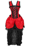 Top Drawer Steel Boned Red/Black Lace Victorian Bustle Corset Dress