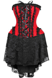 Top Drawer Steel Boned Strapless Red/Black Lace Victorian Corset Dress