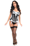 Top Drawer Black/White Steel Boned Burlesque Corset