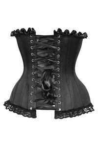 Top Drawer Black Satin Steel Boned Overbust Corset