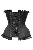 Top Drawer Black Satin Steel Boned Overbust Corset