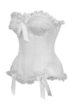 Top Drawer White Satin Steel Boned Burlesque Corset