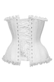 Top Drawer White Satin Steel Boned Burlesque Corset