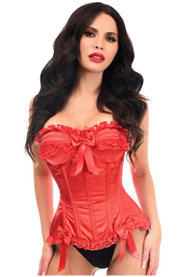 Top Drawer Red Satin Steel Boned Burlesque Corset