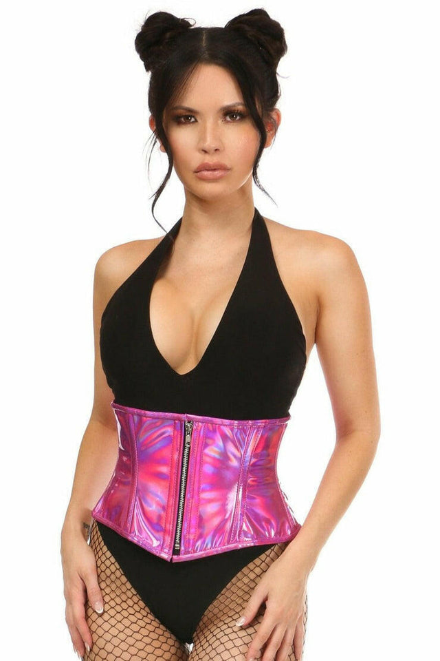 Top Drawer Fuchsia Holo Steel Boned Mini Cincher