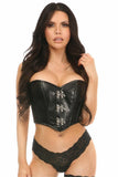 Top Drawer Black Faux Leather Bustier Top w/Clasp