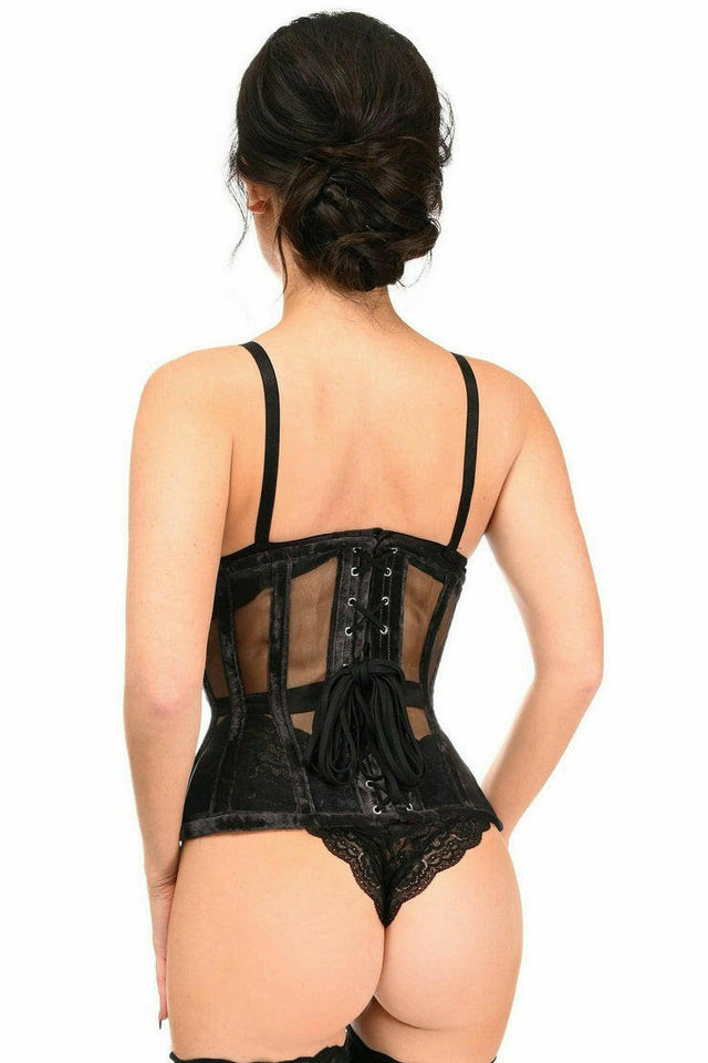 Top Drawer Black Velvet Steel Boned Waist Cincher Corset