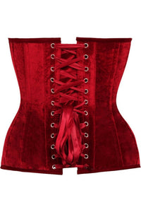 Top Drawer Dark Red Velvet Steel Boned Overbust Corset