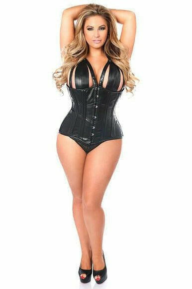 Top Drawer Faux Leather Steel Boned Underbust Corset