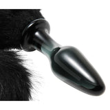 Tailz Midnight Fox Glass Butt Plug With Tail Black