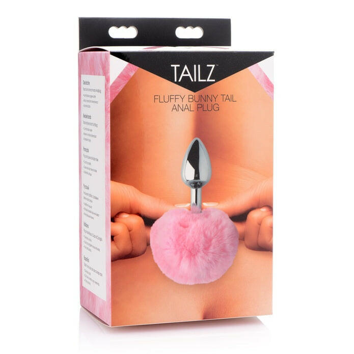 Fluffy Bunny Tailz Metal Butt Plug- Pink