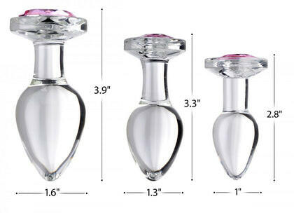 Pink Gem Glass Anal Plug Set