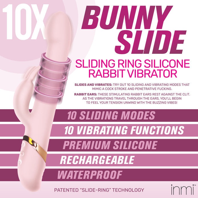 Inmi 10X Bunny Slide Sliding Ring Silicone Vibrator
