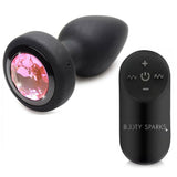 28X Silicone Vibrating Pink Gem Anal Plug W- Remote - Small
