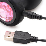 28X Silicone Vibrating Pink Gem Anal Plug W- Remote - Small