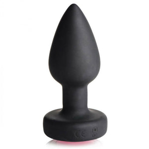 28X Silicone Vibrating Pink Gem Anal Plug W- Remote - Small