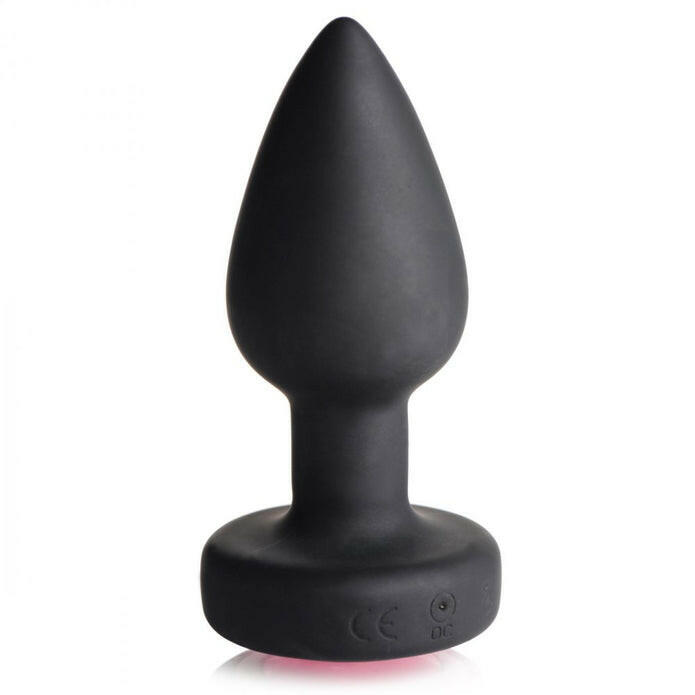 28X Silicone Vibrating Pink Gem Anal Plug W- Remote - Small