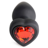 28X Silicone Vibrating Red Heart Anal Plug W- Remote - Small