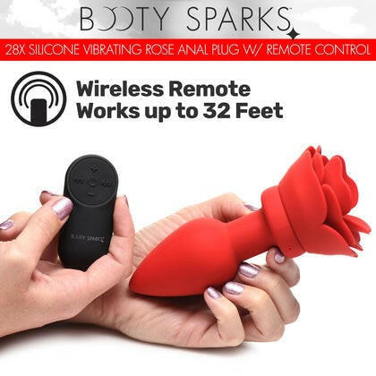 28X Silicone Vibrating Rose Anal Plug With Remote